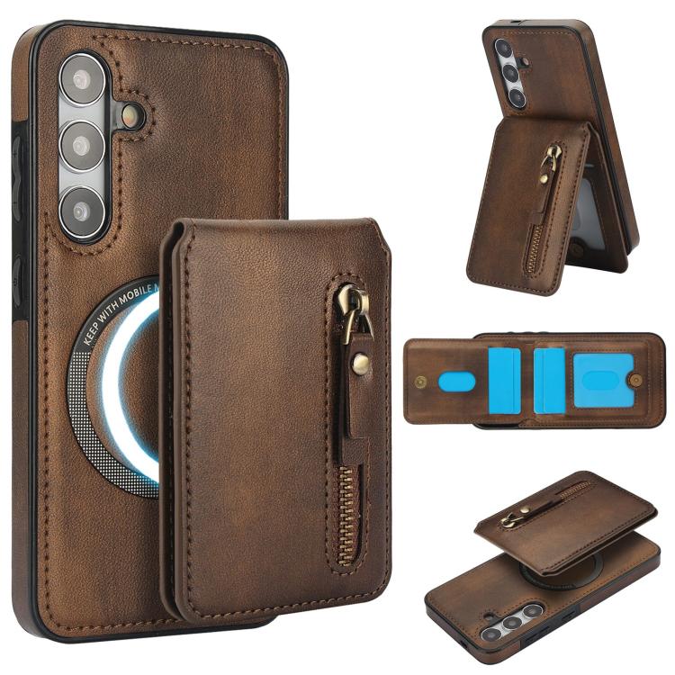 Zipper Wallet Split MagSafe Leather Back Phone Case