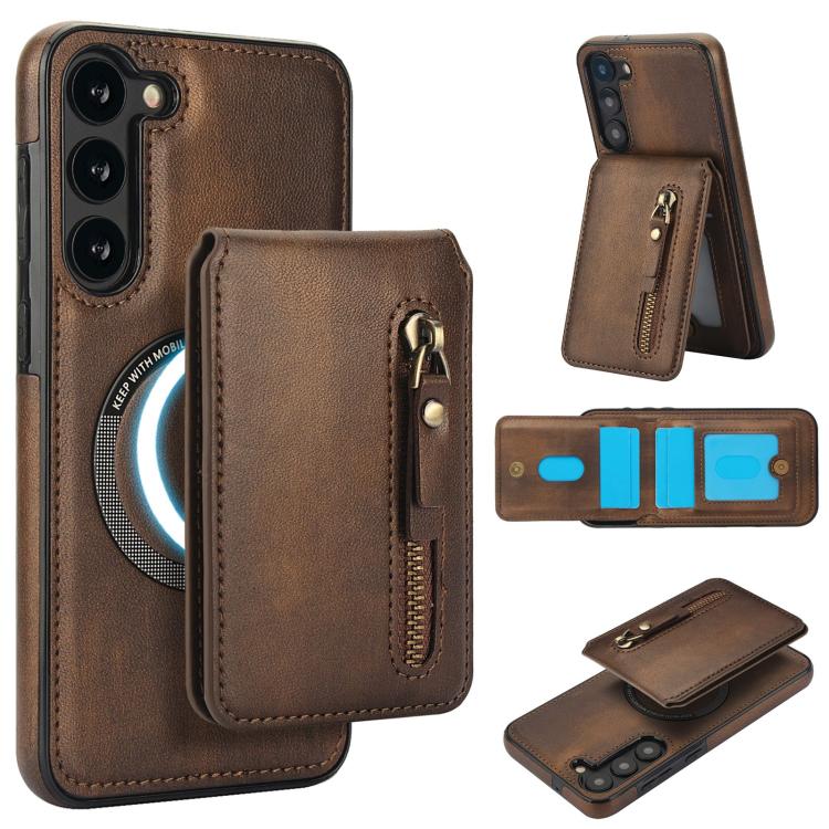 Zipper Wallet Split MagSafe Leather Back Phone Case