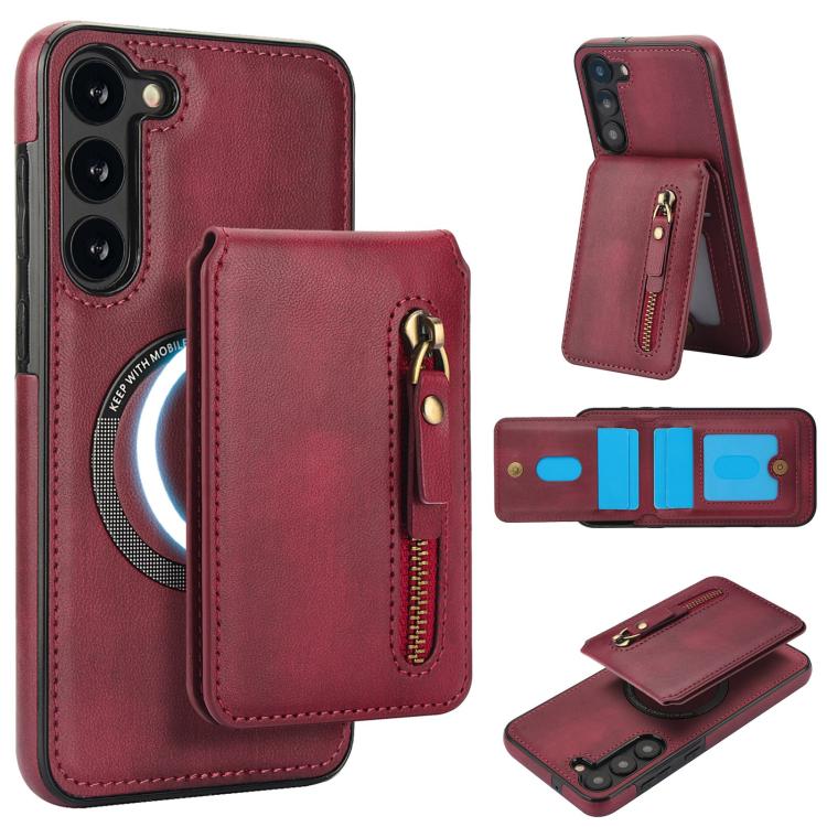 Zipper Wallet Split MagSafe Leather Back Phone Case