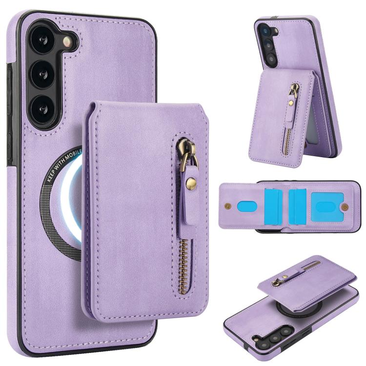 Zipper Wallet Split MagSafe Leather Back Phone Case