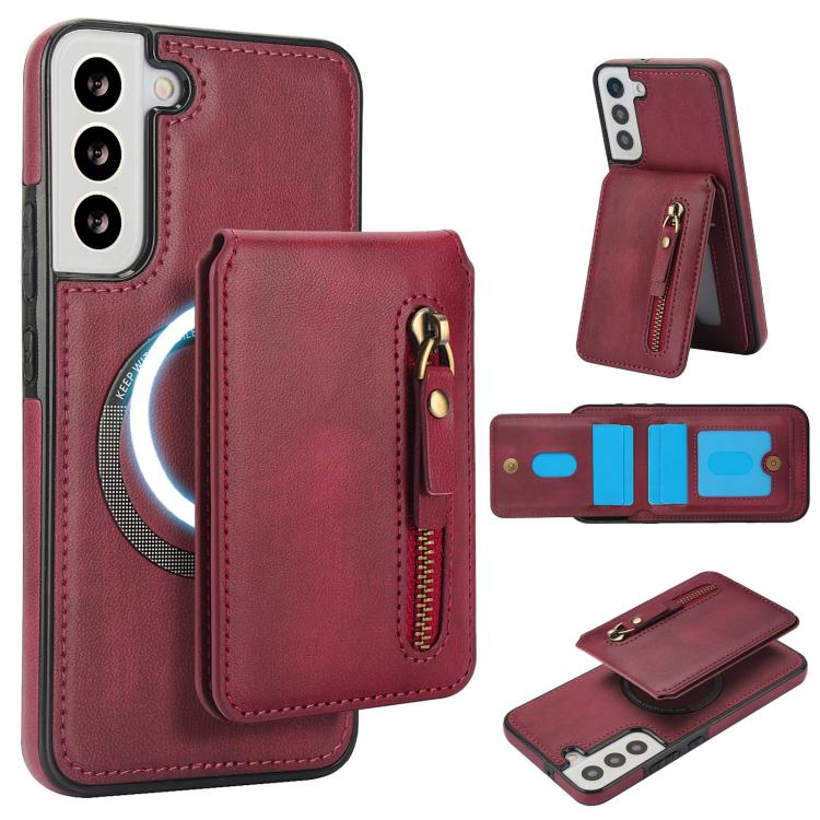 Zipper Wallet Split MagSafe Leather Back Phone Case