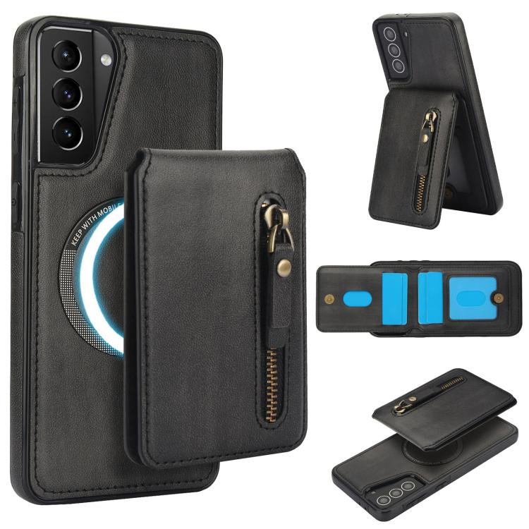 Zipper Wallet Split MagSafe Leather Back Phone Case