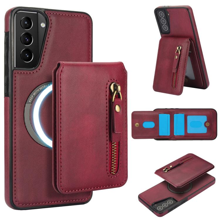 Zipper Wallet Split MagSafe Leather Back Phone Case