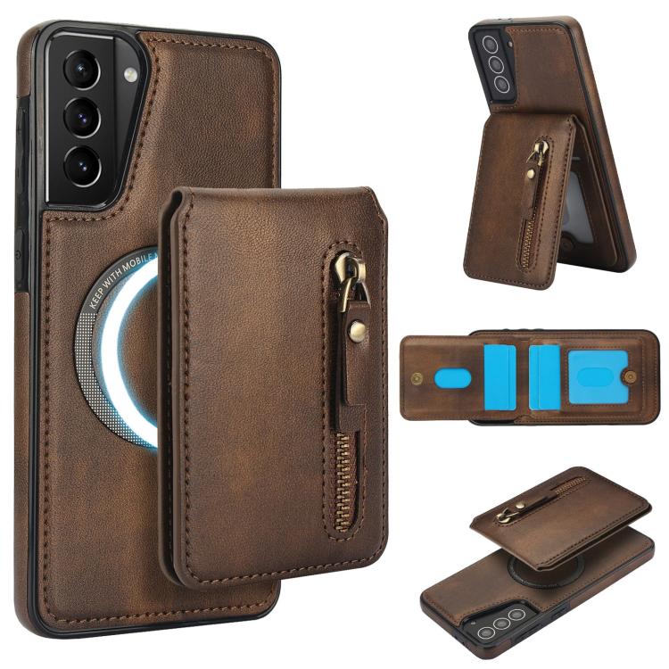 Zipper Wallet Split MagSafe Leather Back Phone Case