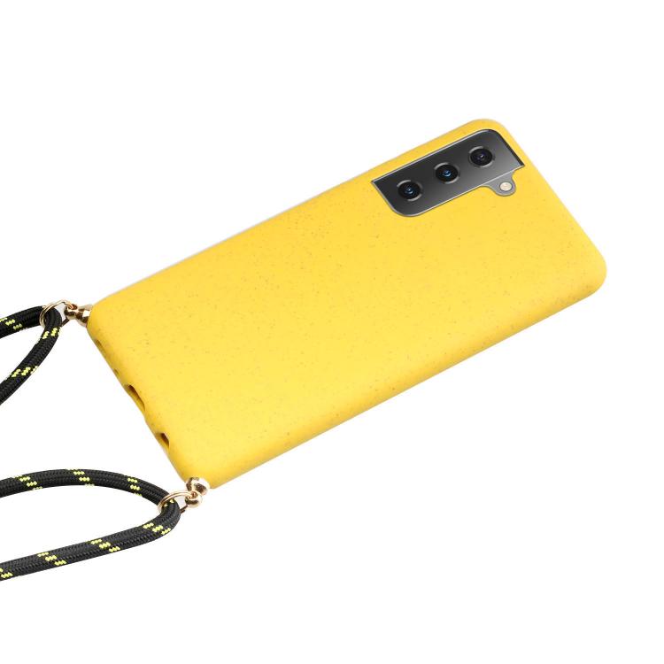 Wheat Straw Material Hybrid TPU Phone Case with Lanyard, For Samsung Galaxy S25 5G, For Samsung Galaxy S25+ 5G, For Samsung Galaxy S25 Ultra 5G