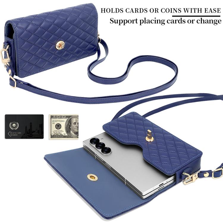 VIETAO Rhombic Texture Bag PU Fold Phone Case, For Samsung Galaxy Z Fold Series, For Samsung Galaxy Z Flip Series
