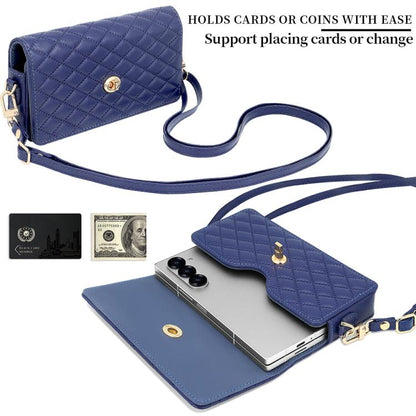 VIETAO Rhombic Texture Bag PU Fold Phone Case, For Samsung Galaxy Z Fold Series, For Samsung Galaxy Z Flip Series