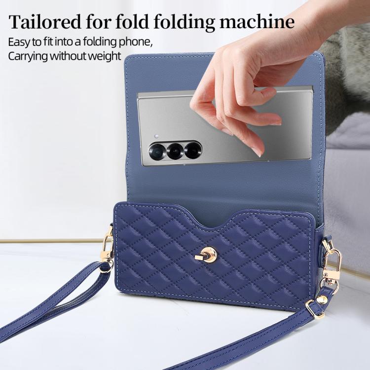 VIETAO Rhombic Texture Bag PU Fold Phone Case, For Samsung Galaxy Z Fold Series, For Samsung Galaxy Z Flip Series