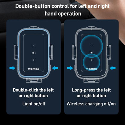 MOMAX CM26E Q Mount Smart6 15W Dual Coil Induction Wireless Fast Charging Car Holder, CM26E