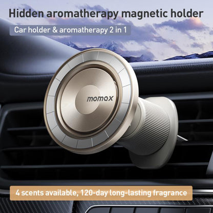 MOMAX CM35 1-Move Relaxaire Aluminum Alloy Magnetic Car Aromatherapy Holder, CM35 (Dark Grey), CM35 (Titanium Gold)