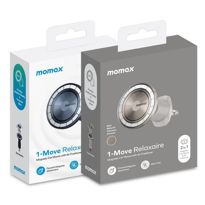 MOMAX CM35 1-Move Relaxaire Aluminum Alloy Magnetic Car Aromatherapy Holder, CM35 (Dark Grey), CM35 (Titanium Gold)