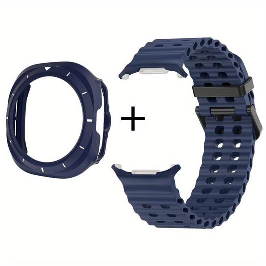 Dual-row Holes Silicone Watch Band with TPU Case