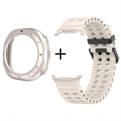 Dual-row Holes Silicone Watch Band with TPU Case