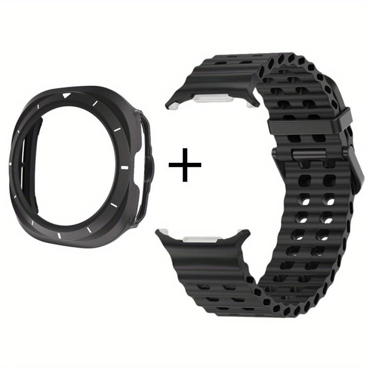 Dual-row Holes Silicone Watch Band with TPU Case