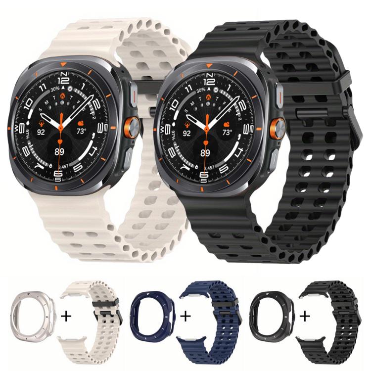 Dual-row Holes Silicone Watch Band with TPU Case