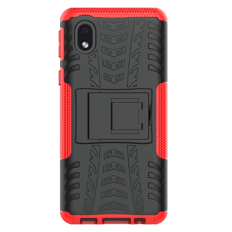 Tire Texture Shockproof TPU + PC Protective Case with Holder, For Samsung Galaxy A01 Core