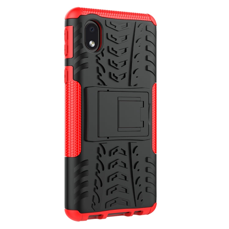 Tire Texture Shockproof TPU + PC Protective Case with Holder, For Samsung Galaxy A01 Core