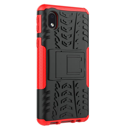 Tire Texture Shockproof TPU + PC Protective Case with Holder, For Samsung Galaxy A01 Core