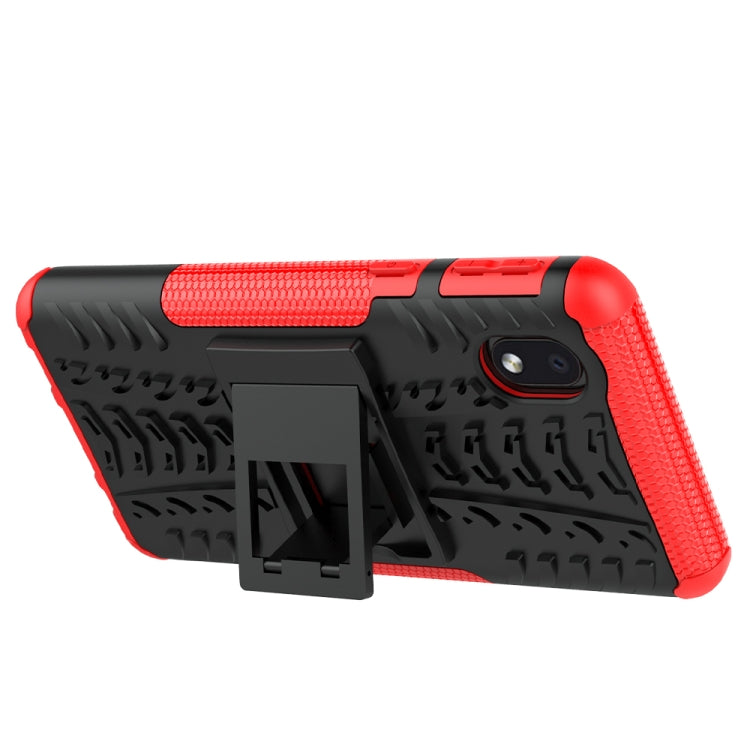 Tire Texture Shockproof TPU + PC Protective Case with Holder, For Samsung Galaxy A01 Core
