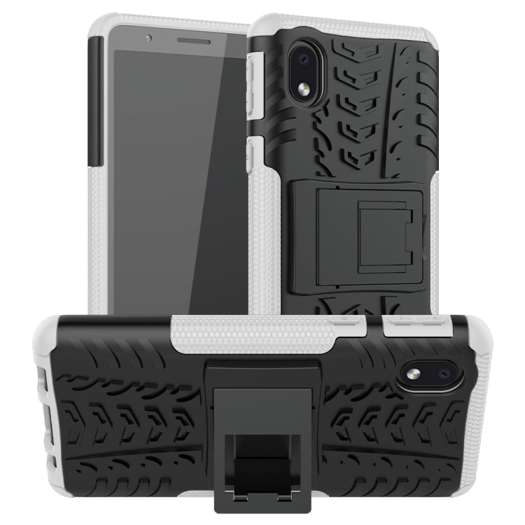 Tire Texture Shockproof TPU + PC Protective Case with Holder, For Samsung Galaxy A01 Core