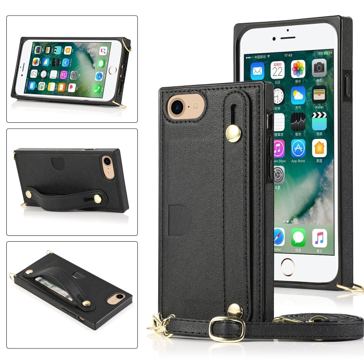 Wrist Strap PU+TPU Shockproof Protective Case with Crossbody Lanyard & Holder & Card Slot, For iPhone 6, For iPhone 7 / 8 / SE 2020, For iPhone 6 Plus, For iPhone 8 Plus / 7 Plus, For iPhone XS / X, For iPhone XR, For iPhone XS Max, For iPhone 11������...