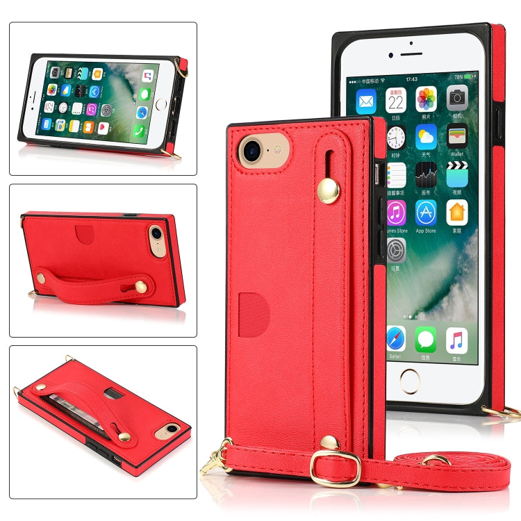 Wrist Strap PU+TPU Shockproof Protective Case with Crossbody Lanyard & Holder & Card Slot, For iPhone 6, For iPhone 7 / 8 / SE 2020, For iPhone 6 Plus, For iPhone 8 Plus / 7 Plus, For iPhone XS / X, For iPhone XR, For iPhone XS Max, For iPhone 11������...