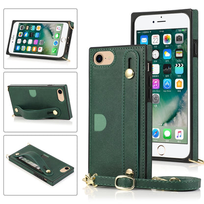 Wrist Strap PU+TPU Shockproof Protective Case with Crossbody Lanyard & Holder & Card Slot, For iPhone 6, For iPhone 7 / 8 / SE 2020, For iPhone 6 Plus, For iPhone 8 Plus / 7 Plus, For iPhone XS / X, For iPhone XR, For iPhone XS Max, For iPhone 11������...