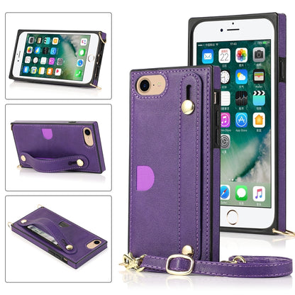 Wrist Strap PU+TPU Shockproof Protective Case with Crossbody Lanyard & Holder & Card Slot, For iPhone 6, For iPhone 7 / 8 / SE 2020, For iPhone 6 Plus, For iPhone 8 Plus / 7 Plus, For iPhone XS / X, For iPhone XR, For iPhone XS Max, For iPhone 11������...