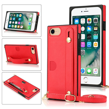 Wrist Strap PU+TPU Shockproof Protective Case with Crossbody Lanyard & Holder & Card Slot, For iPhone 6, For iPhone 7 / 8 / SE 2020, For iPhone 6 Plus, For iPhone 8 Plus / 7 Plus, For iPhone XS / X, For iPhone XR, For iPhone XS Max, For iPhone 11������...