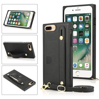 Wrist Strap PU+TPU Shockproof Protective Case with Crossbody Lanyard & Holder & Card Slot, For iPhone 6, For iPhone 7 / 8 / SE 2020, For iPhone 6 Plus, For iPhone 8 Plus / 7 Plus, For iPhone XS / X, For iPhone XR, For iPhone XS Max, For iPhone 11������...