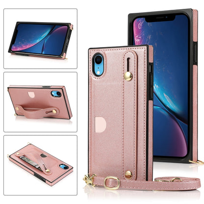 Wrist Strap PU+TPU Shockproof Protective Case with Crossbody Lanyard & Holder & Card Slot, For iPhone 6, For iPhone 7 / 8 / SE 2020, For iPhone 6 Plus, For iPhone 8 Plus / 7 Plus, For iPhone XS / X, For iPhone XR, For iPhone XS Max, For iPhone 11������...