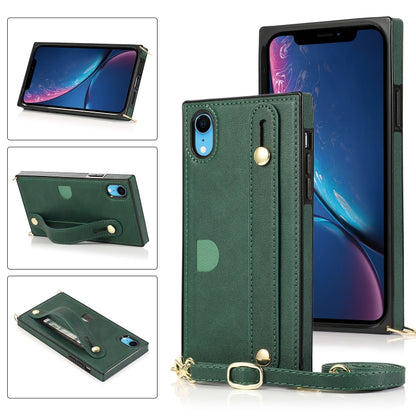 Wrist Strap PU+TPU Shockproof Protective Case with Crossbody Lanyard & Holder & Card Slot, For iPhone 6, For iPhone 7 / 8 / SE 2020, For iPhone 6 Plus, For iPhone 8 Plus / 7 Plus, For iPhone XS / X, For iPhone XR, For iPhone XS Max, For iPhone 11������...