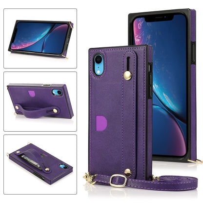 Wrist Strap PU+TPU Shockproof Protective Case with Crossbody Lanyard & Holder & Card Slot, For iPhone 6, For iPhone 7 / 8 / SE 2020, For iPhone 6 Plus, For iPhone 8 Plus / 7 Plus, For iPhone XS / X, For iPhone XR, For iPhone XS Max, For iPhone 11������...