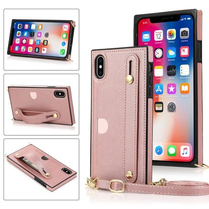 Wrist Strap PU+TPU Shockproof Protective Case with Crossbody Lanyard & Holder & Card Slot, For iPhone 6, For iPhone 7 / 8 / SE 2020, For iPhone 6 Plus, For iPhone 8 Plus / 7 Plus, For iPhone XS / X, For iPhone XR, For iPhone XS Max, For iPhone 11������...