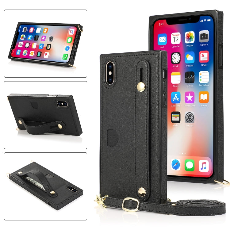 Wrist Strap PU+TPU Shockproof Protective Case with Crossbody Lanyard & Holder & Card Slot, For iPhone 6, For iPhone 7 / 8 / SE 2020, For iPhone 6 Plus, For iPhone 8 Plus / 7 Plus, For iPhone XS / X, For iPhone XR, For iPhone XS Max, For iPhone 11������...