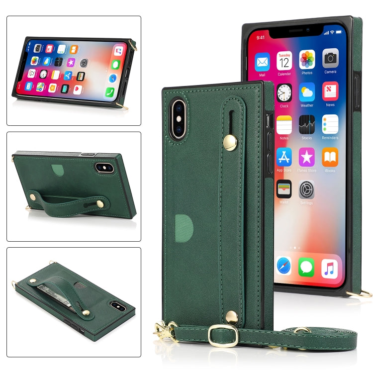 Wrist Strap PU+TPU Shockproof Protective Case with Crossbody Lanyard & Holder & Card Slot, For iPhone 6, For iPhone 7 / 8 / SE 2020, For iPhone 6 Plus, For iPhone 8 Plus / 7 Plus, For iPhone XS / X, For iPhone XR, For iPhone XS Max, For iPhone 11������...