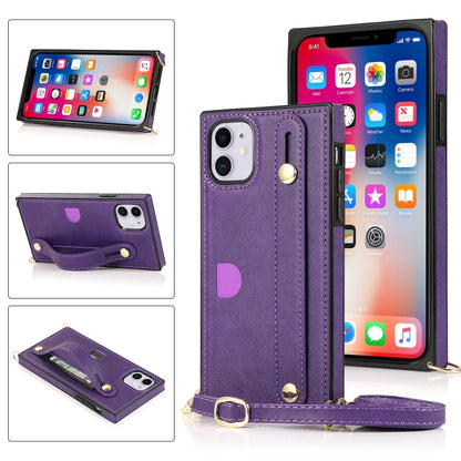 Wrist Strap PU+TPU Shockproof Protective Case with Crossbody Lanyard & Holder & Card Slot, For iPhone 6, For iPhone 7 / 8 / SE 2020, For iPhone 6 Plus, For iPhone 8 Plus / 7 Plus, For iPhone XS / X, For iPhone XR, For iPhone XS Max, For iPhone 11������...
