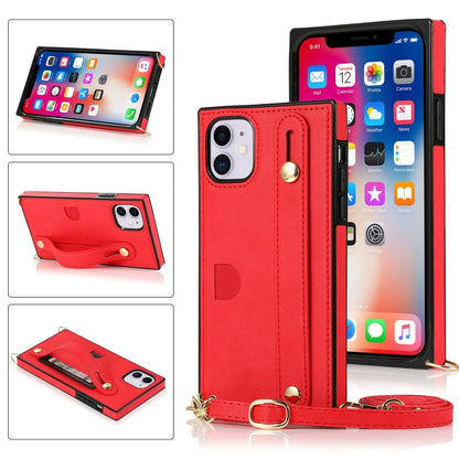 Wrist Strap PU+TPU Shockproof Protective Case with Crossbody Lanyard & Holder & Card Slot, For iPhone 6, For iPhone 7 / 8 / SE 2020, For iPhone 6 Plus, For iPhone 8 Plus / 7 Plus, For iPhone XS / X, For iPhone XR, For iPhone XS Max, For iPhone 11������...