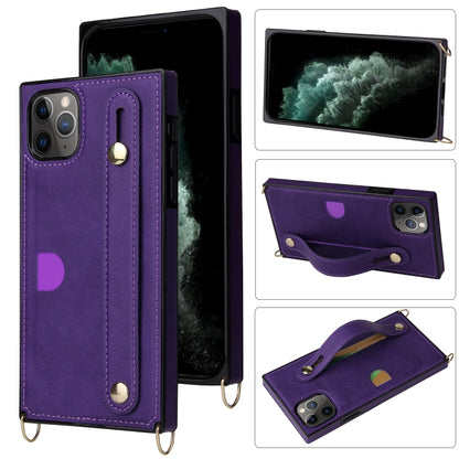 Wrist Strap PU+TPU Shockproof Protective Case with Crossbody Lanyard & Holder & Card Slot, For iPhone 6, For iPhone 7 / 8 / SE 2020, For iPhone 6 Plus, For iPhone 8 Plus / 7 Plus, For iPhone XS / X, For iPhone XR, For iPhone XS Max, For iPhone 11������...