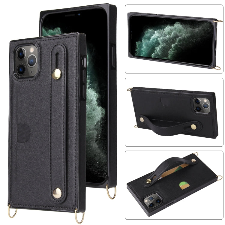 Wrist Strap PU+TPU Shockproof Protective Case with Crossbody Lanyard & Holder & Card Slot, For iPhone 11 Pro Max