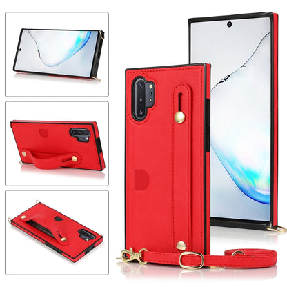 Wrist Strap PU+TPU Shockproof Protective Case with Crossbody Lanyard & Holder & Card Slot, For Samsung Galaxy A90 5G, For Samsung Galaxy Note9, For Samsung Galaxy Note 10, For Samsung Galaxy Note 10 Pro, For Samsung Galaxy S9, For Samsung Galaxy S9 Plu...