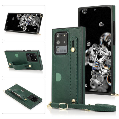 Wrist Strap PU+TPU Shockproof Protective Case with Crossbody Lanyard & Holder & Card Slot, For Samsung Galaxy S20, For Samsung Galaxy S20 Plus, For Samsung Galaxy S20 Ultra