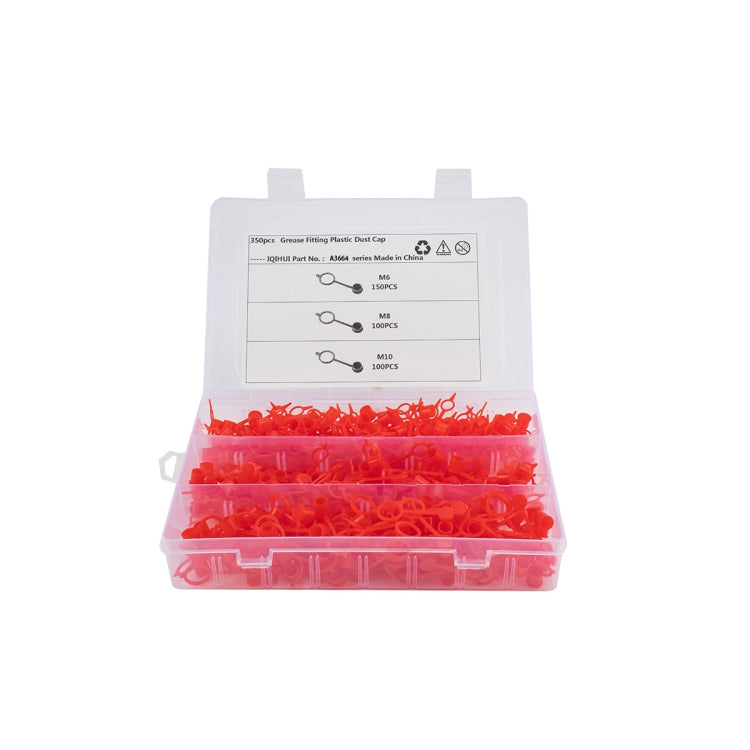 350 PCS M6 / M8 / M10 Polyethylene Plastic Dust Cover Cap Assortment Kits for Oil Grease Zerk Fitting, 350 PCS