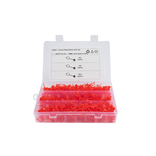 350 PCS M6 / M8 / M10 Polyethylene Plastic Dust Cover Cap Assortment Kits for Oil Grease Zerk Fitting, 350 PCS