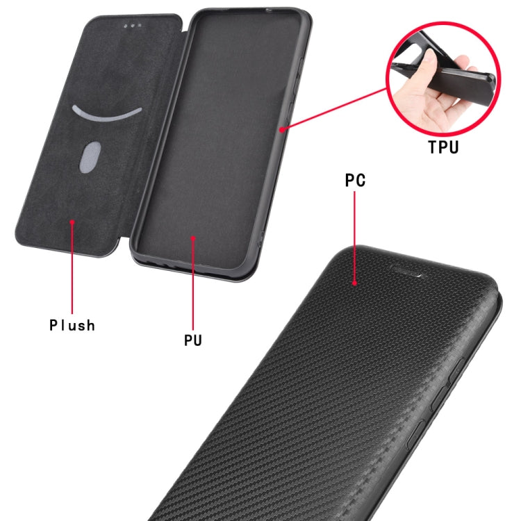 Carbon Fiber Texture Magnetic Horizontal Flip TPU + PC + PU Leather Case with Card Slot, For Galaxy M51 (Side Fingerprint), For DOOGEE N20 Pro