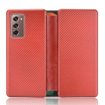 Carbon Fiber Texture Magnetic Horizontal Flip TPU + PC + PU Leather Case with Card Slot, For OPPO Reno4 SE, For Samsung Galaxy Z Fold2 5G