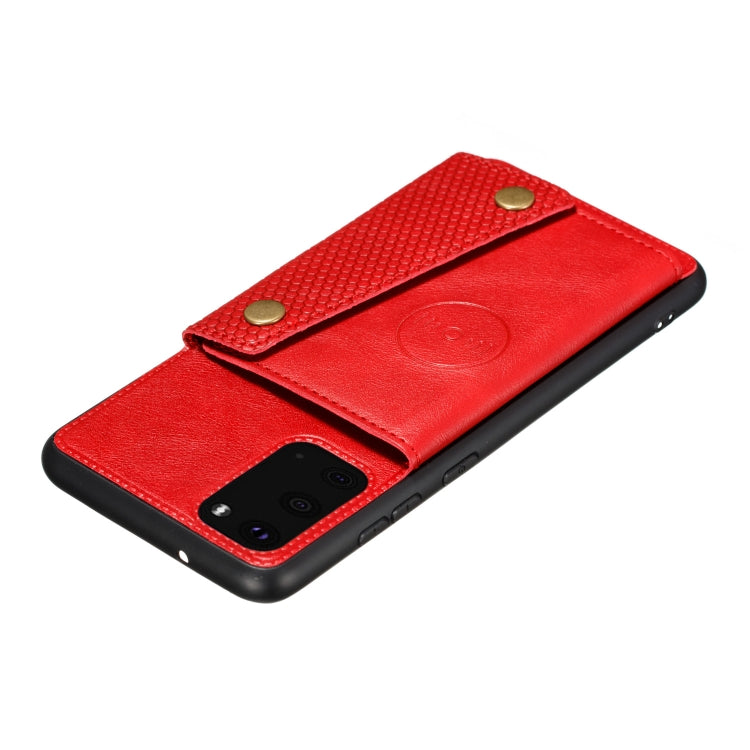 Double Buckle PU + TPU Shockproof Magnetic Protective Case with Card Slot & Holder, For Samsung Galaxy S20 FE