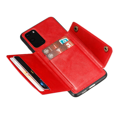 Double Buckle PU + TPU Shockproof Magnetic Protective Case with Card Slot & Holder, For Samsung Galaxy S20 FE