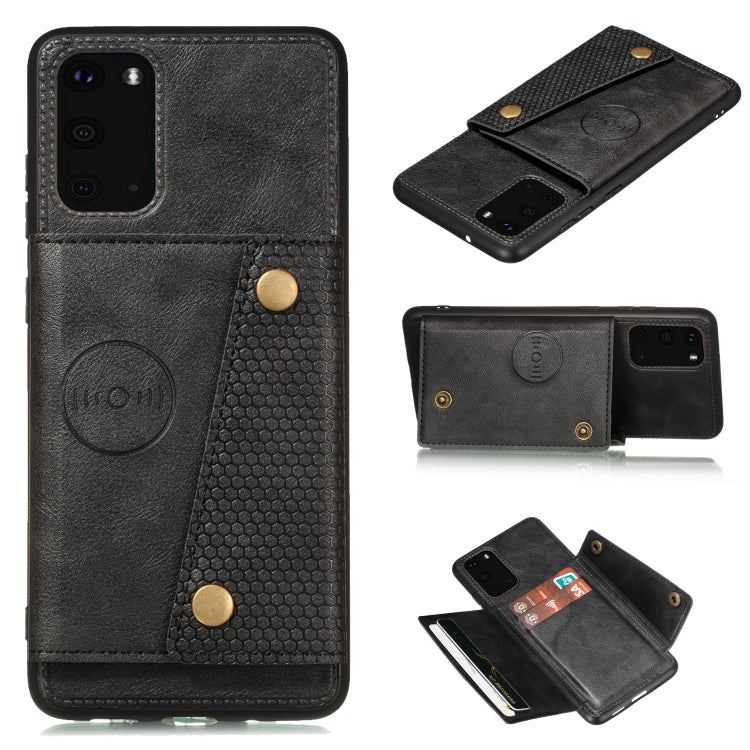 Double Buckle PU + TPU Shockproof Magnetic Protective Case with Card Slot & Holder, For Samsung Galaxy S20 FE