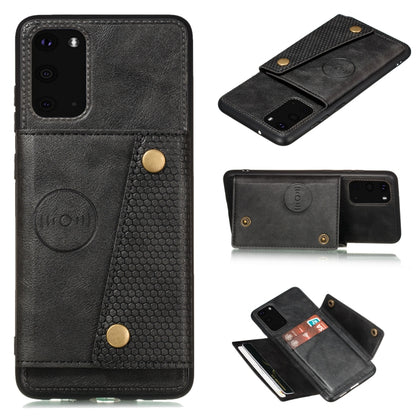 Double Buckle PU + TPU Shockproof Magnetic Protective Case with Card Slot & Holder, For Samsung Galaxy S20 FE